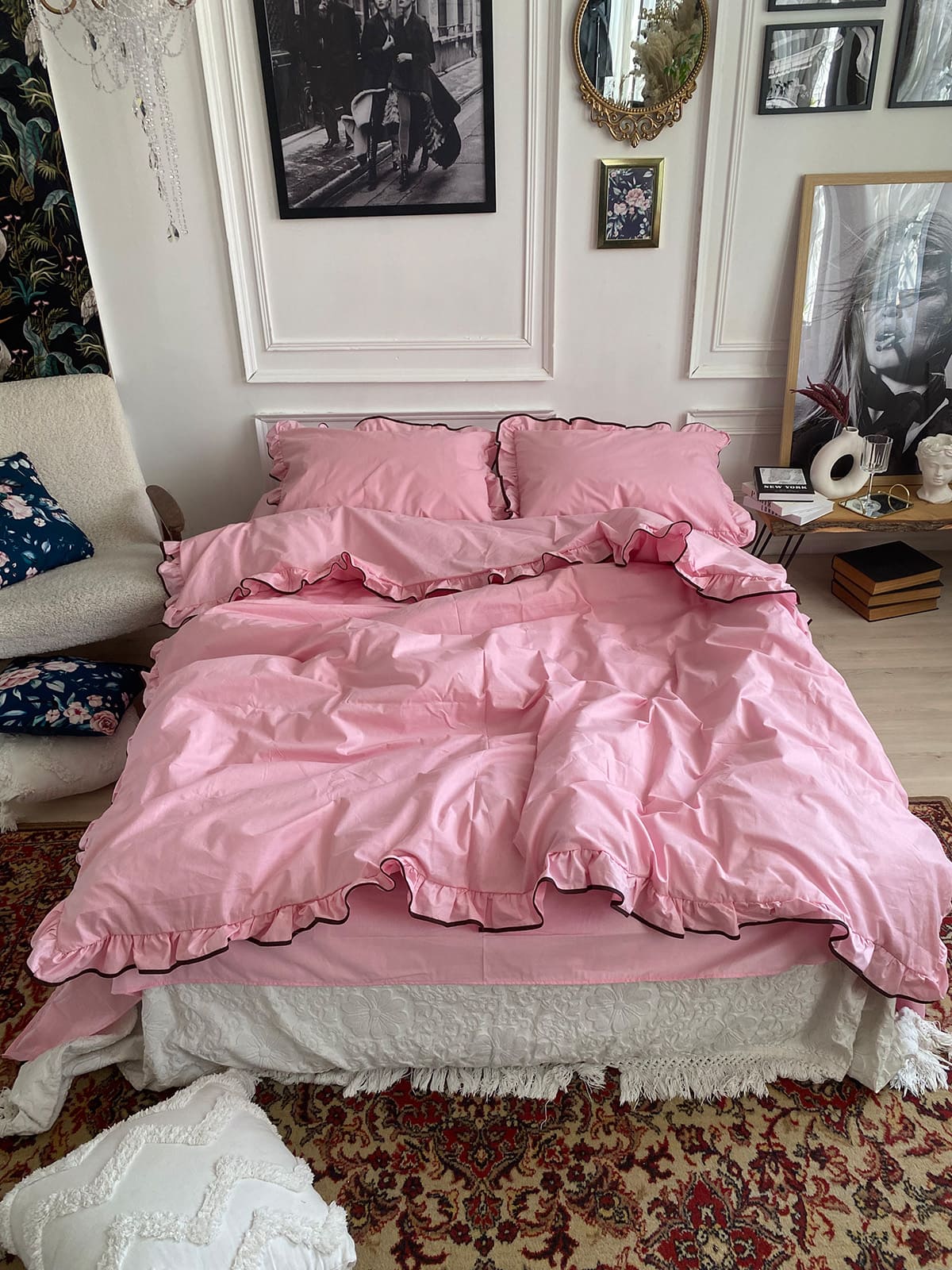 Комплект постільної білизни із бязі Barbie з рюшами