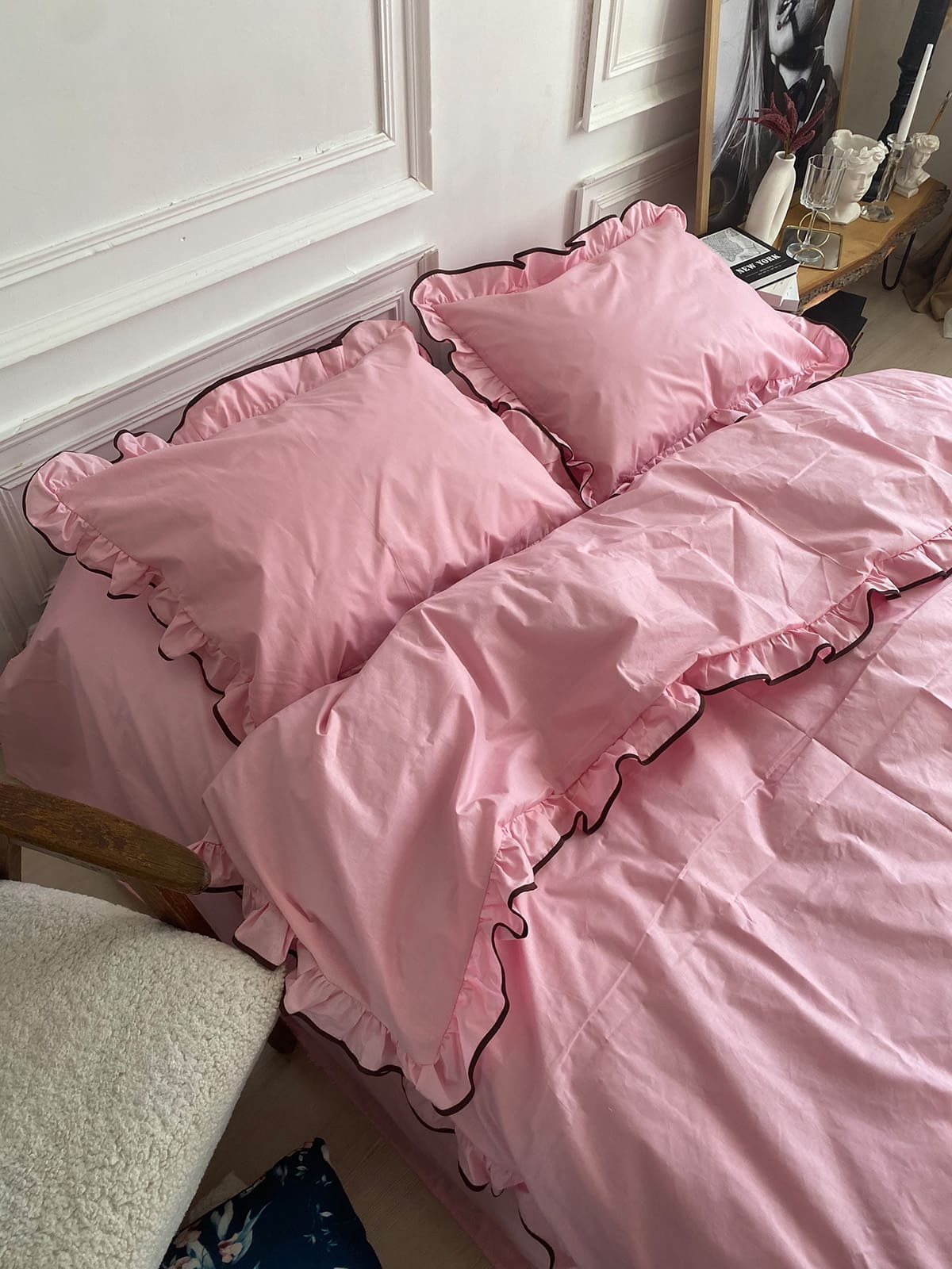 Комплект постільної білизни із бязі Barbie з рюшами