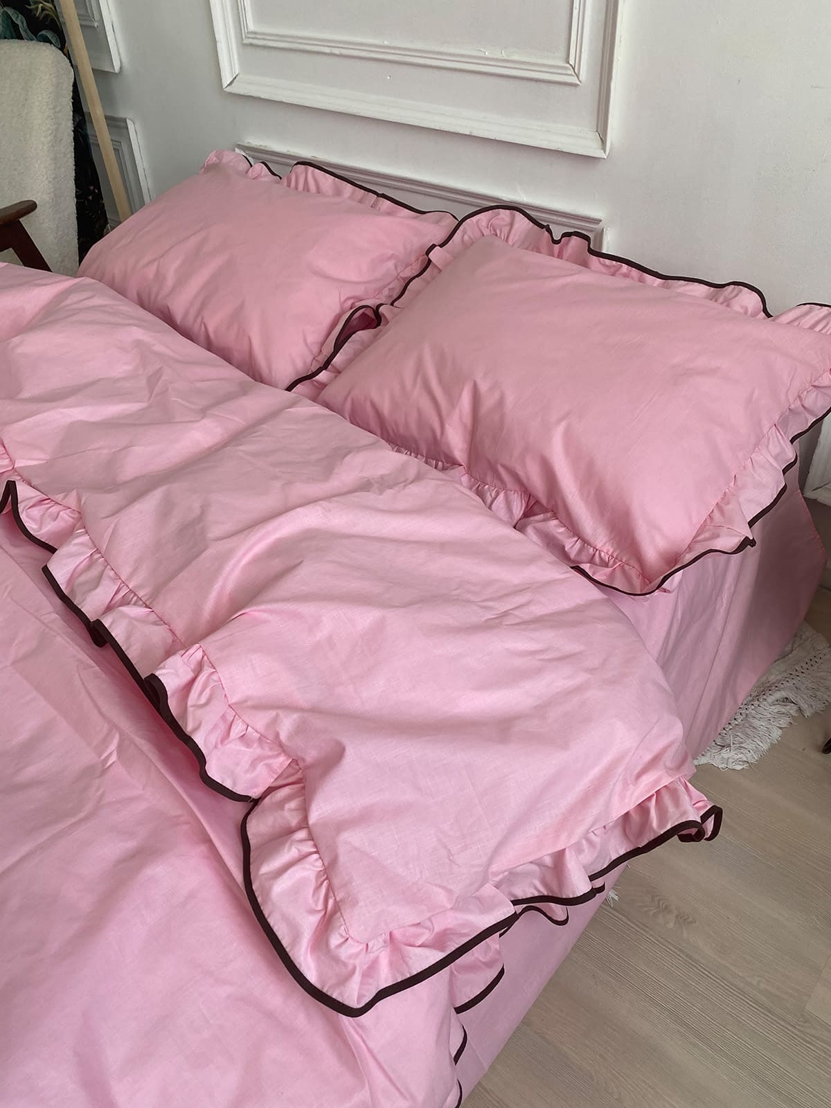 Комплект постільної білизни із бязі Barbie з рюшами