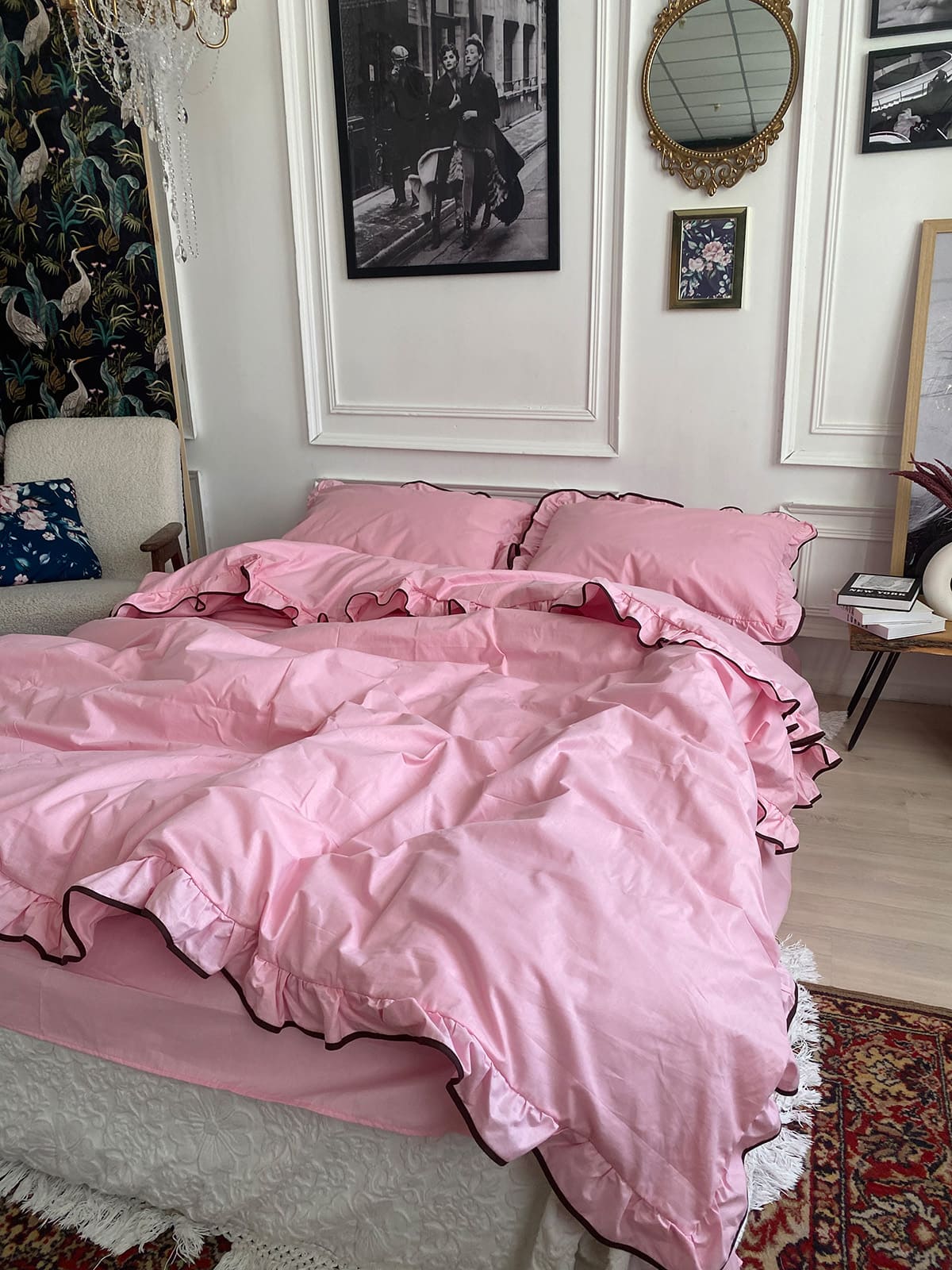 Комплект постільної білизни із бязі Barbie з рюшами