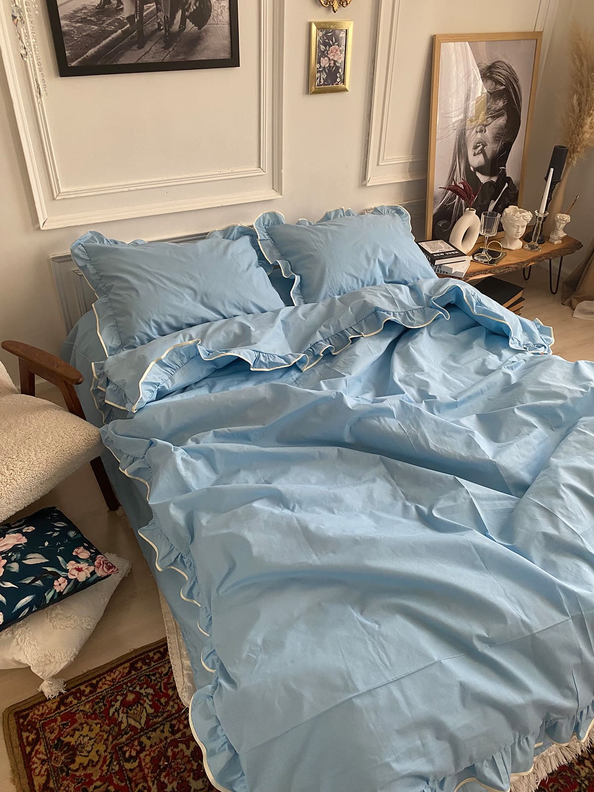 Комплект постільної білизни із бязі Sky з рюшами