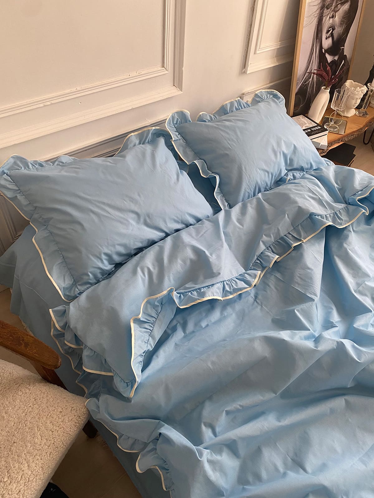 Комплект постільної білизни із бязі Sky з рюшами