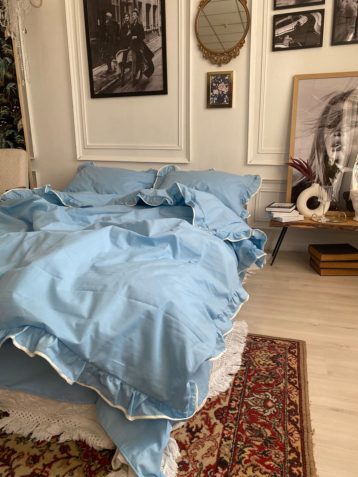 Комплект постільної білизни із бязі Sky з рюшами