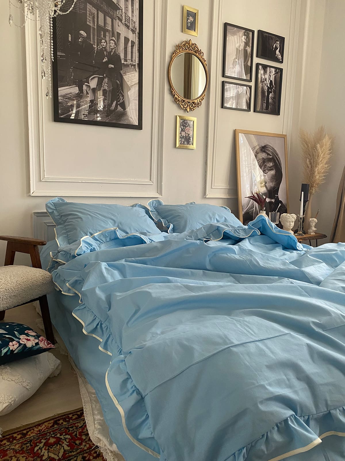 Комплект постільної білизни із бязі Sky з рюшами