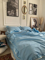 Комплект постільної білизни із бязі Sky з рюшами