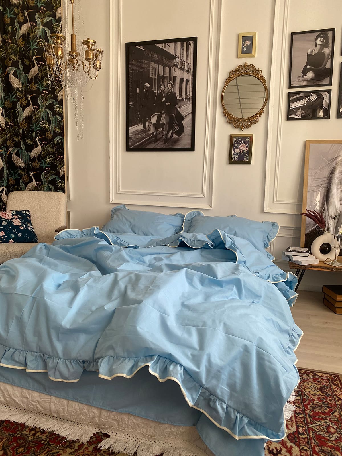 Комплект постільної білизни із бязі Sky з рюшами