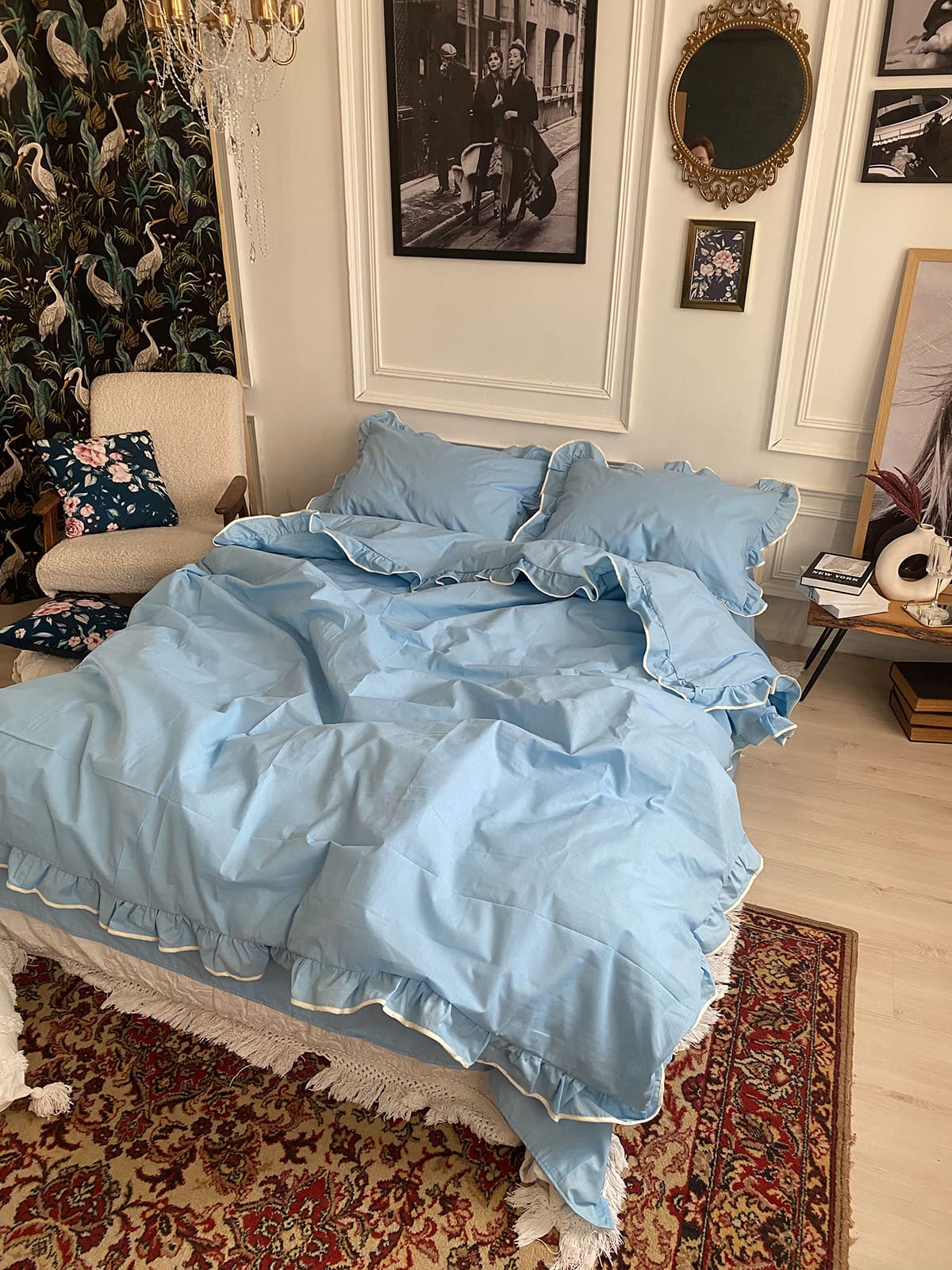 Комплект постільної білизни із бязі Sky з рюшами