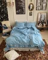 Комплект постільної білизни із бязі Sky з рюшами