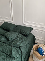 Комплект постільної білизни зі страйп сатину Smaragd