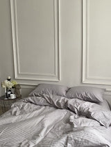 Комплект постільної білизни зі страйп сатину Light Gray