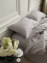 Комплект постільної білизни зі страйп сатину Light Gray