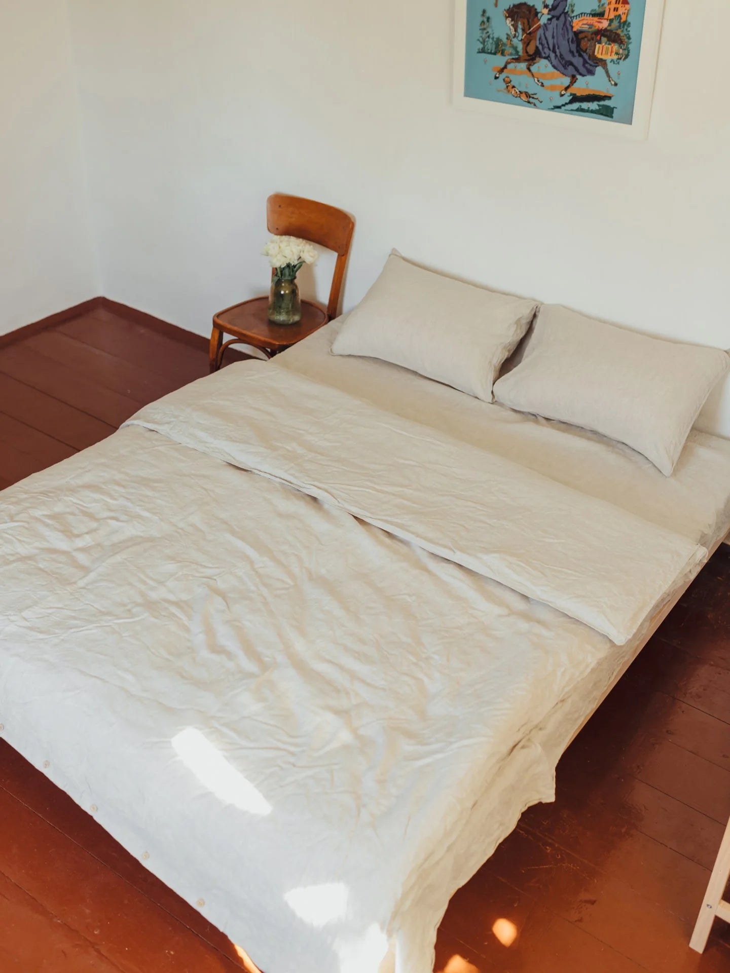 Комплект постільної білизни з вареного льону Ivory