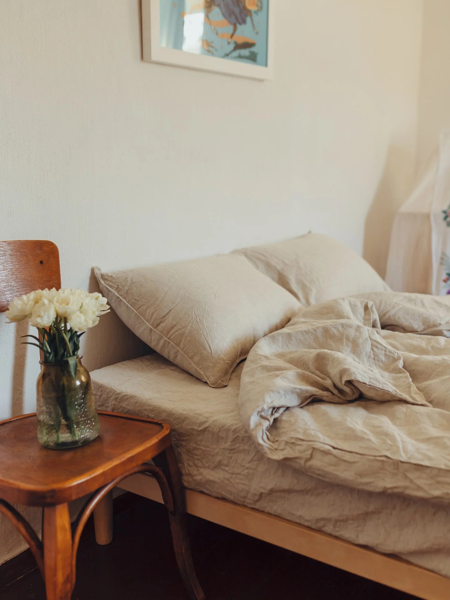 Комплект постільної білизни з вареного льону Ivory