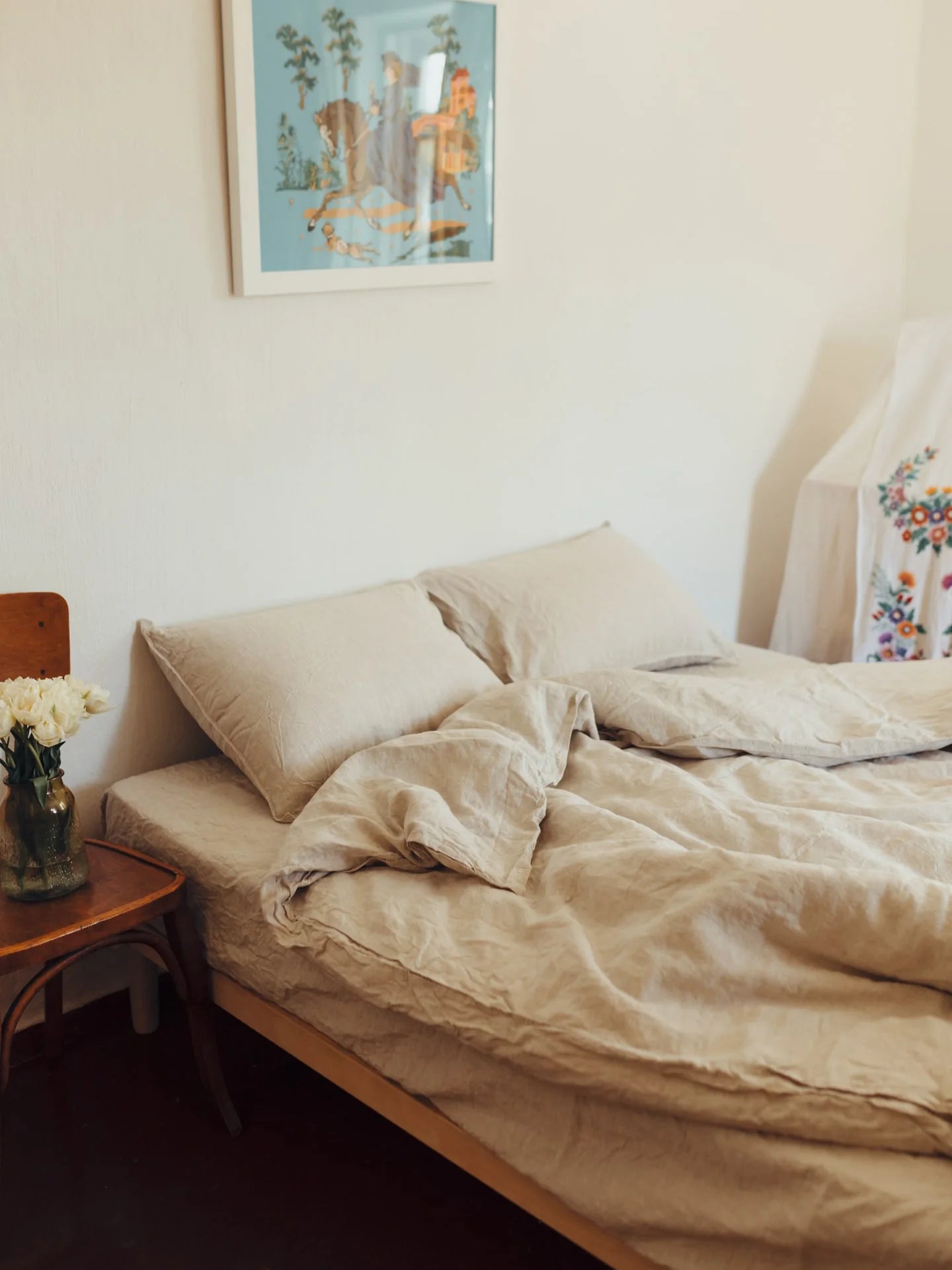 Комплект постільної білизни з вареного льону Ivory