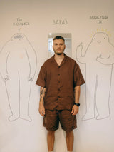 Піжама чоловіча лляна з шортами