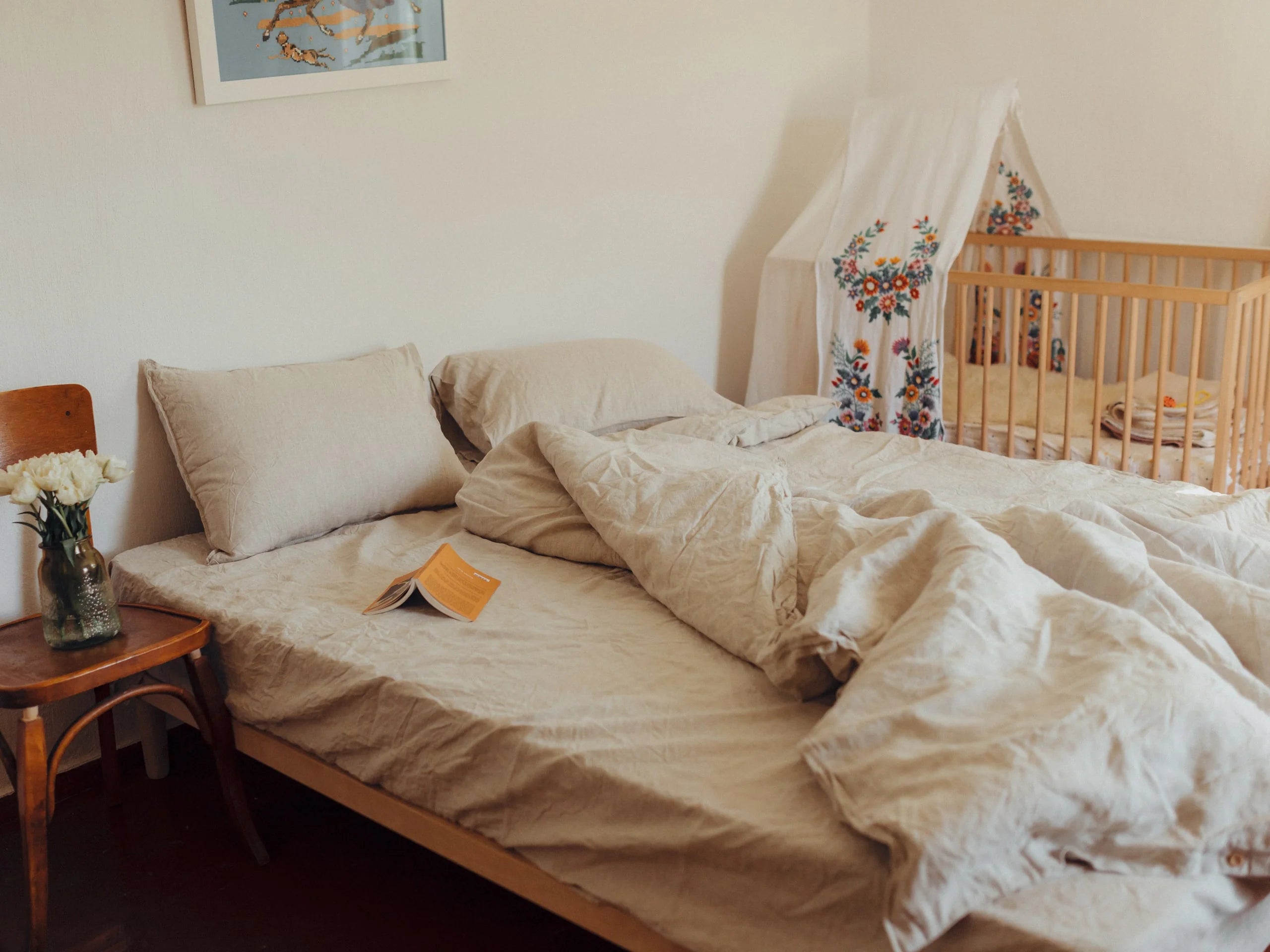 Комплект постільної білизни з вареного льону Ivory