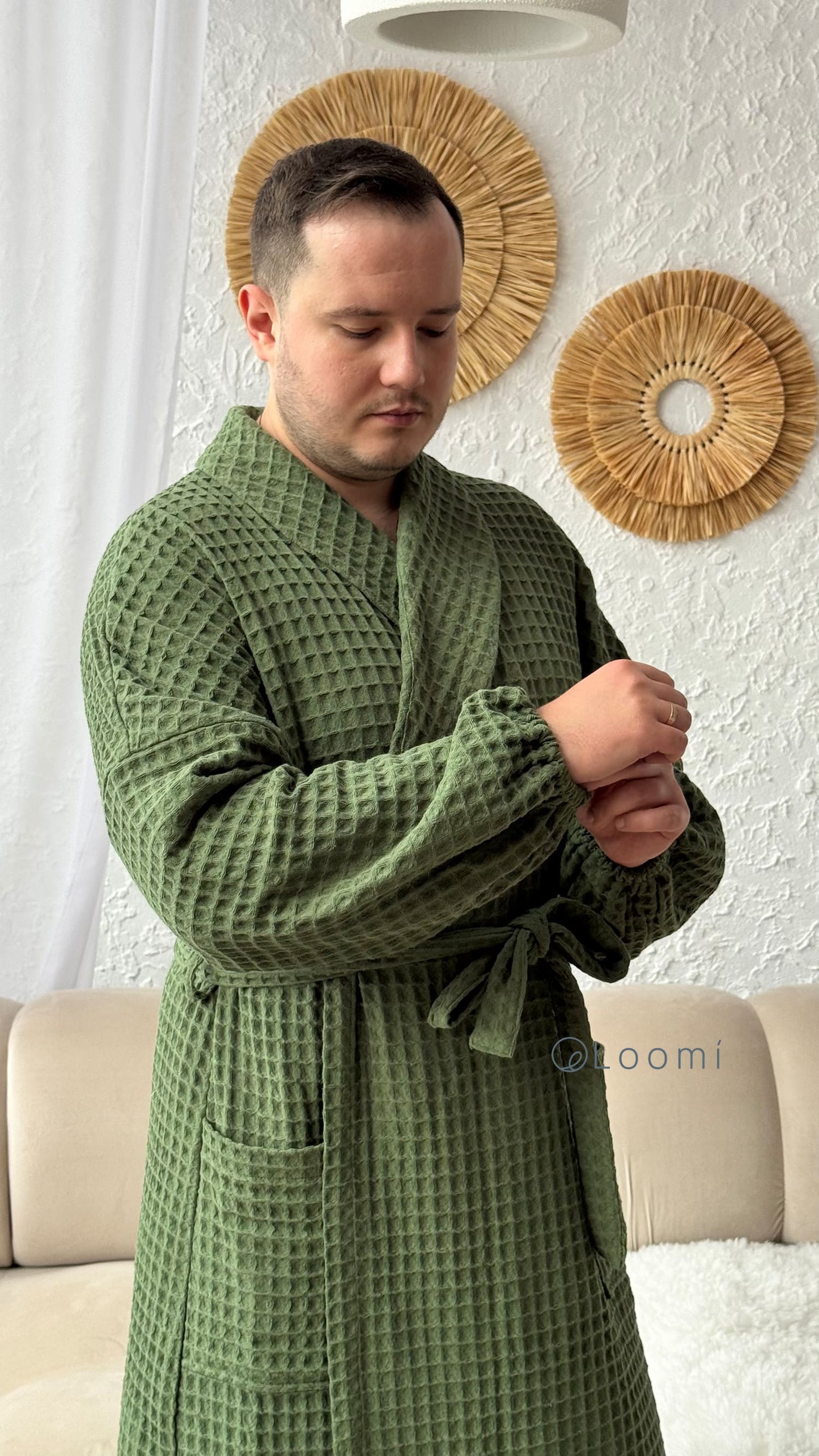 Чоловічий халат з грецької вафельки Greece