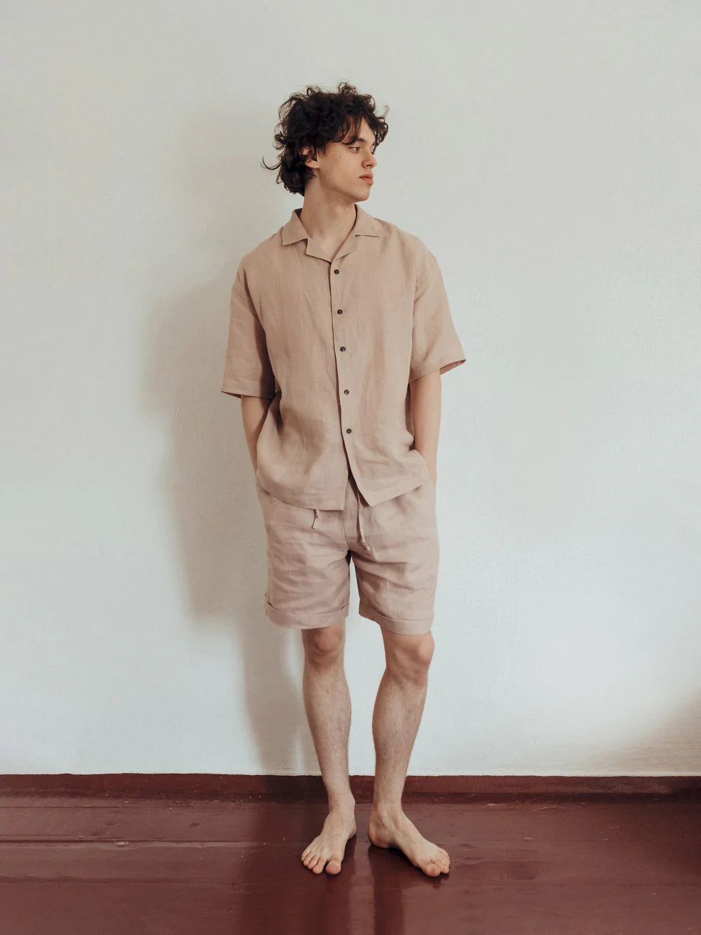Піжама чоловіча лляна з шортами