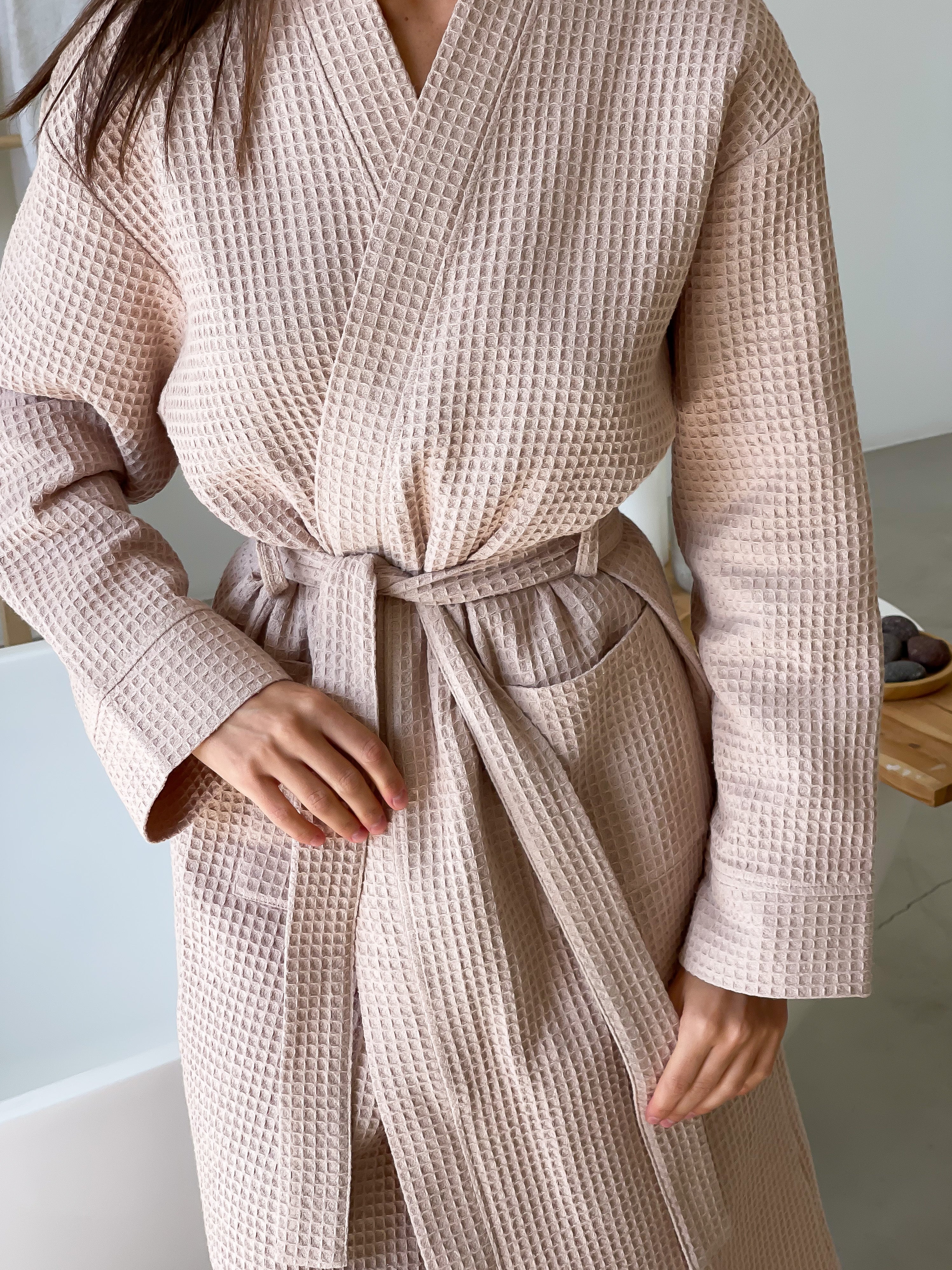 Жіночий халат вафельний Long