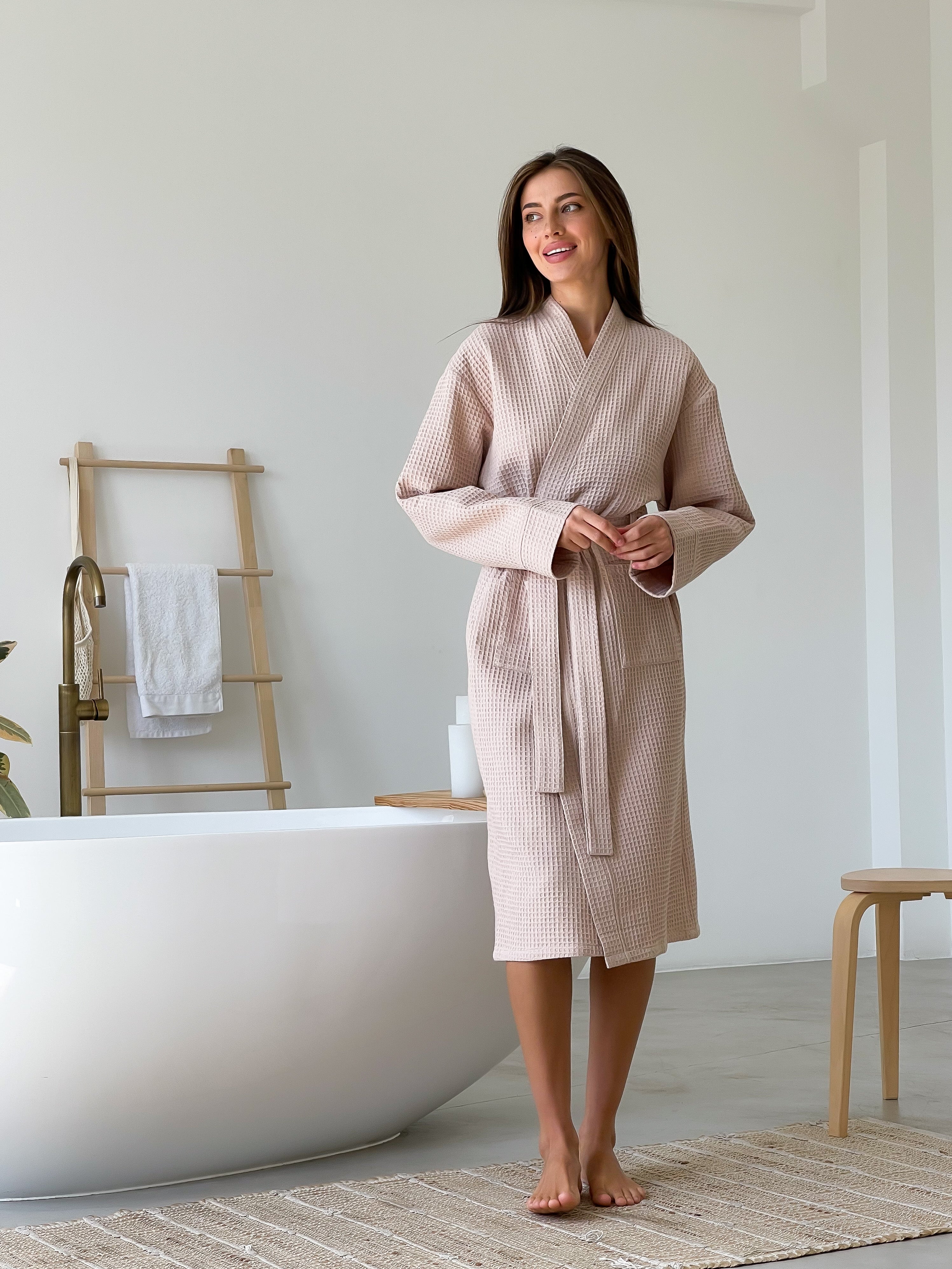 Жіночий халат вафельний Long