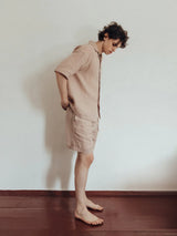 Піжама чоловіча лляна з шортами