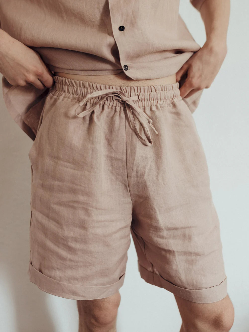 Піжама чоловіча лляна з шортами