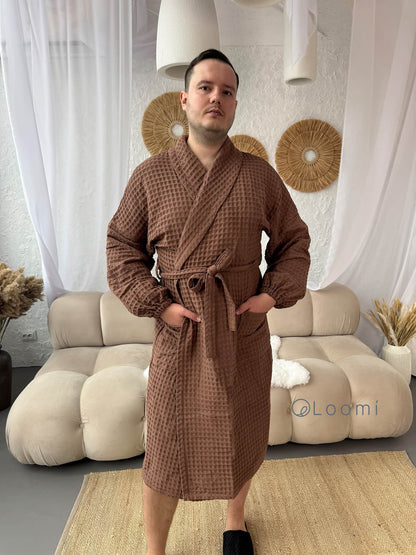 Чоловічий халат з грецької вафельки Greece