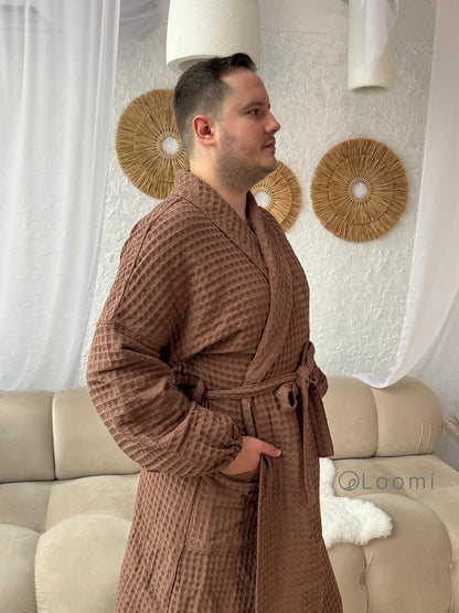 Чоловічий халат з грецької вафельки Greece