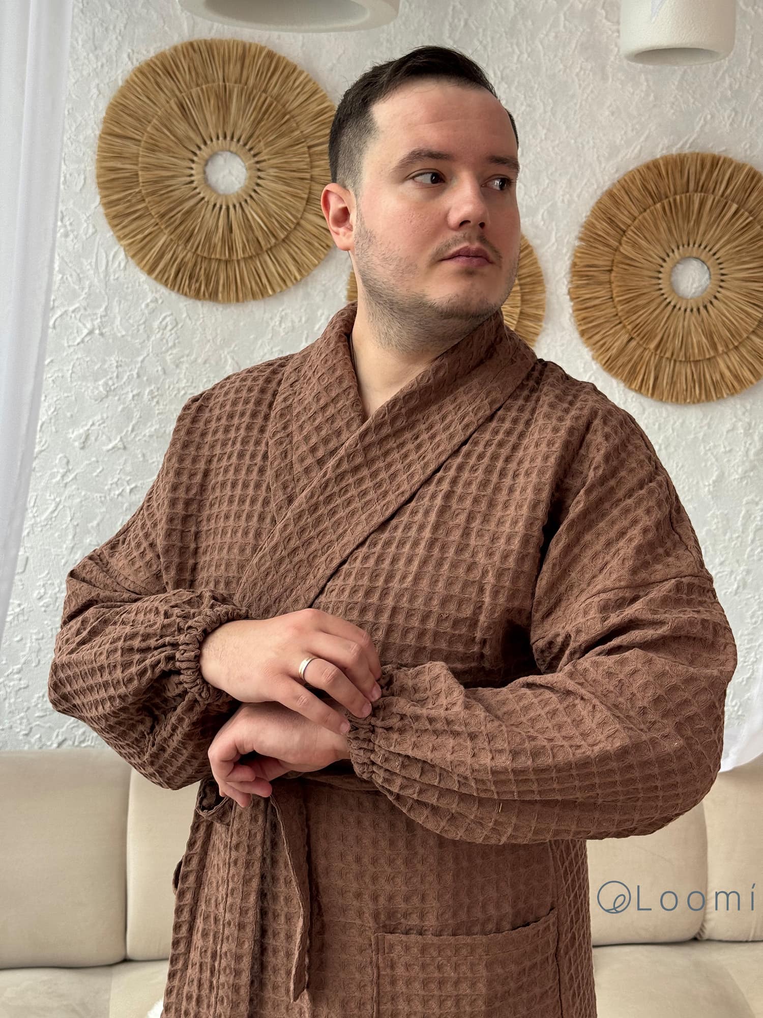 Чоловічий халат з грецької вафельки Greece