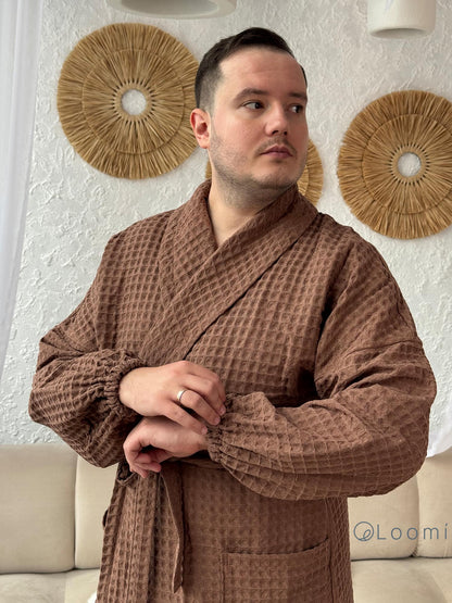 Чоловічий халат з грецької вафельки Greece