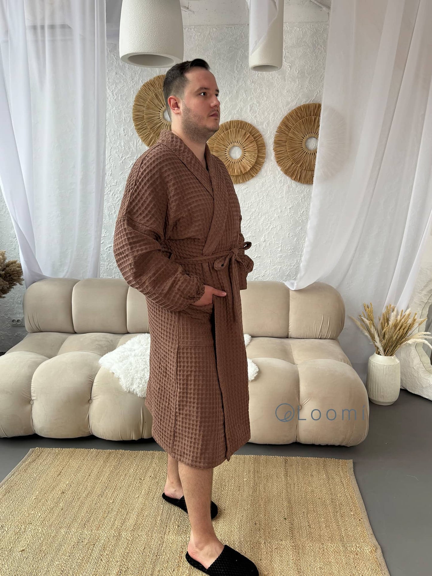 Чоловічий халат з грецької вафельки Greece