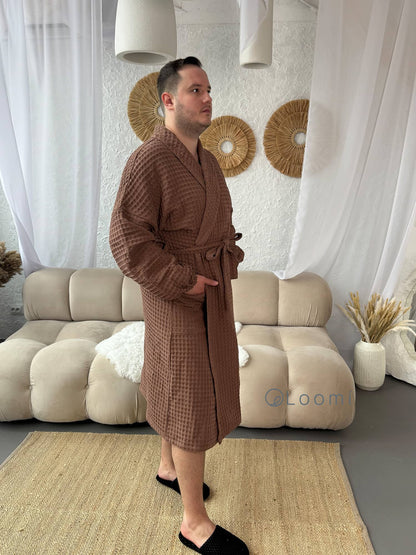 Чоловічий халат з грецької вафельки Greece