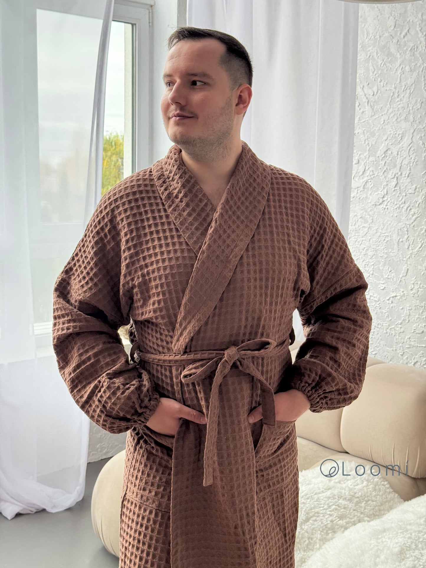 Чоловічий халат з грецької вафельки Greece