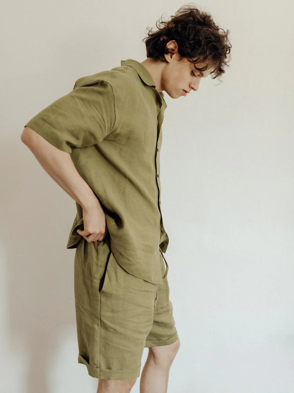 Піжама чоловіча лляна з шортами