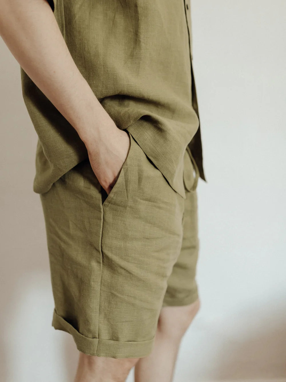 Піжама чоловіча лляна з шортами