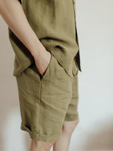 Піжама чоловіча лляна з шортами