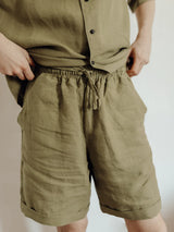 Піжама чоловіча лляна з шортами