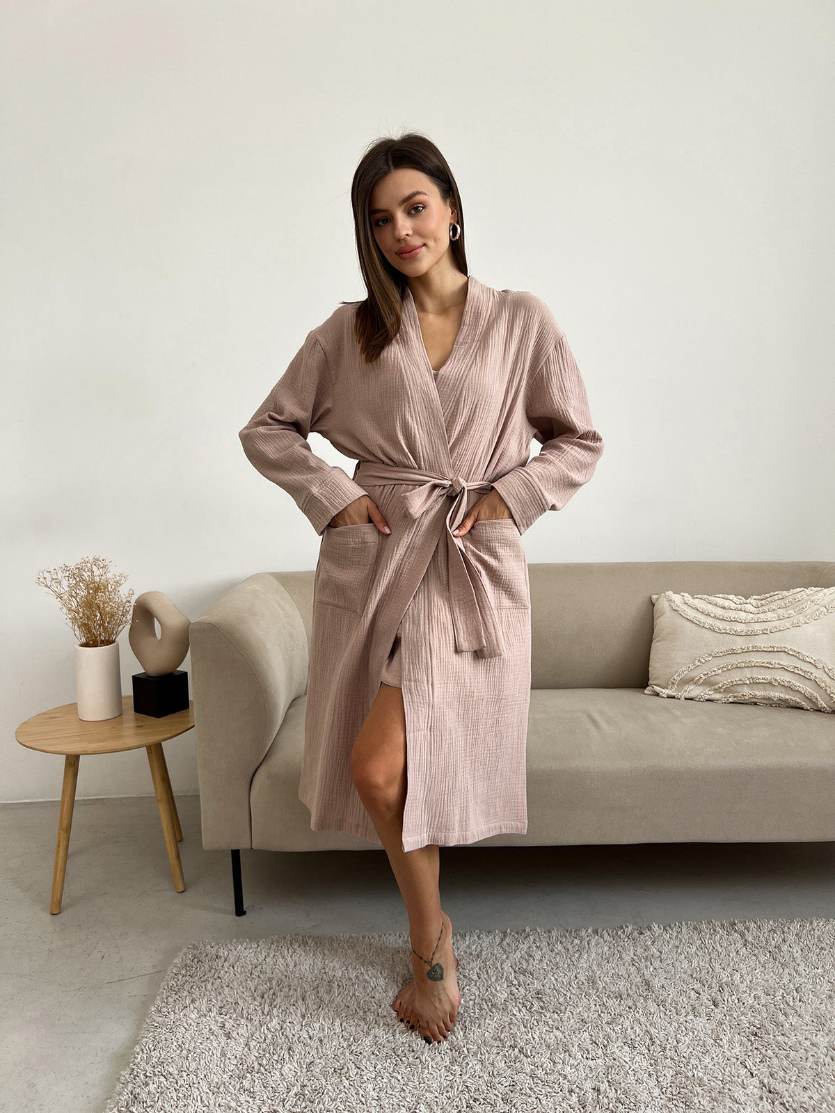 Жіночий халат мусліновий Latte