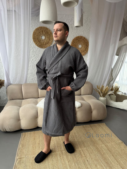 Чоловічий халат з грецької вафельки Greece