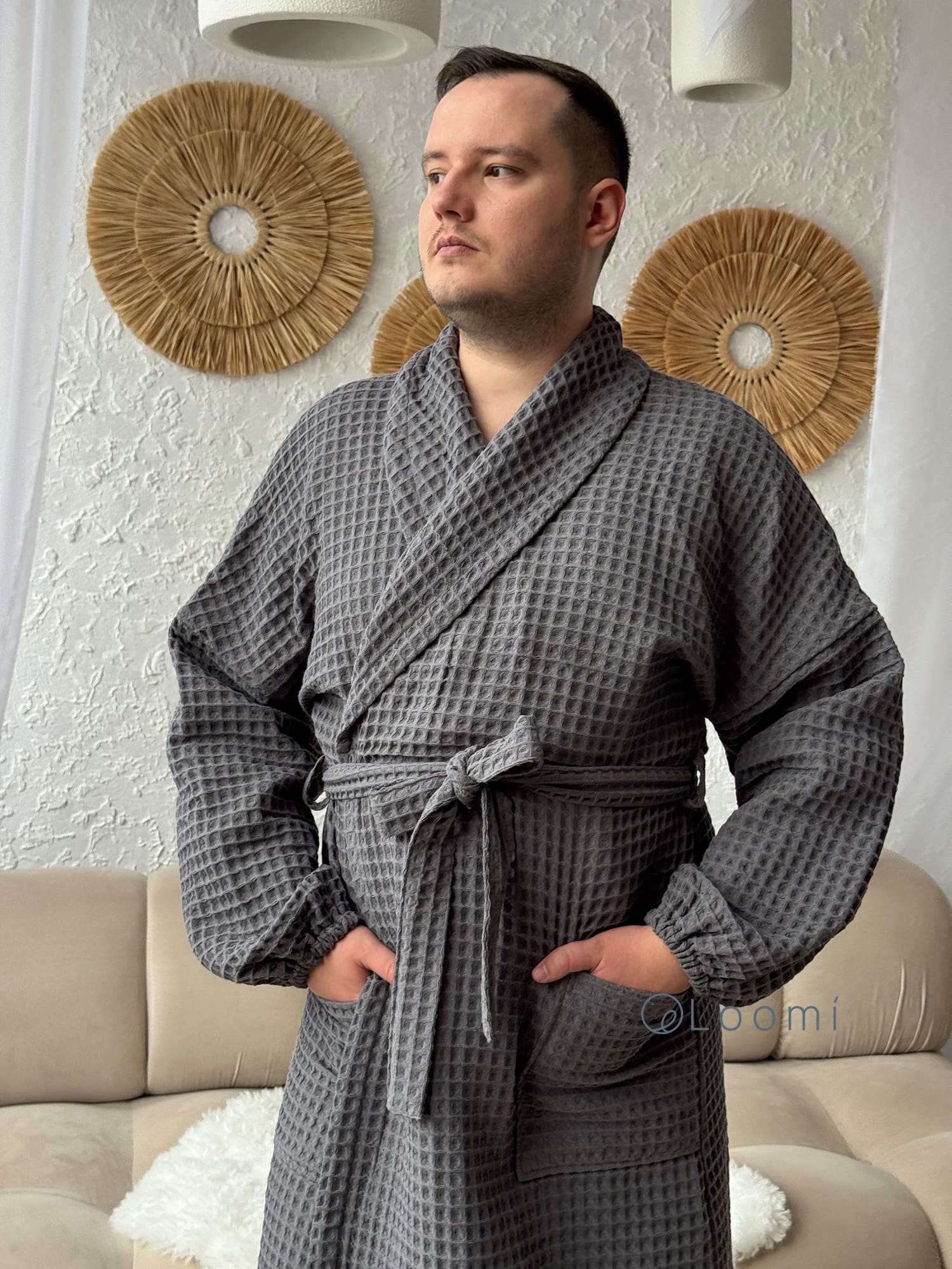 Чоловічий халат з грецької вафельки Greece