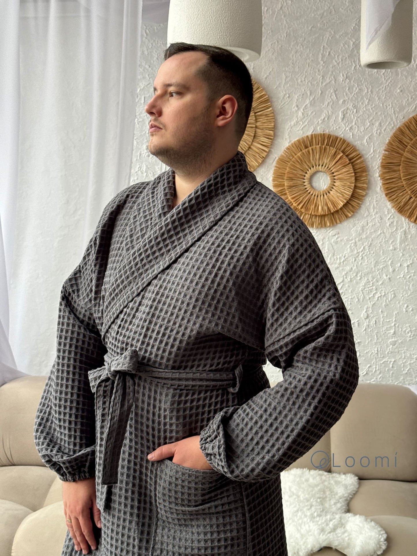 Чоловічий халат з грецької вафельки Greece