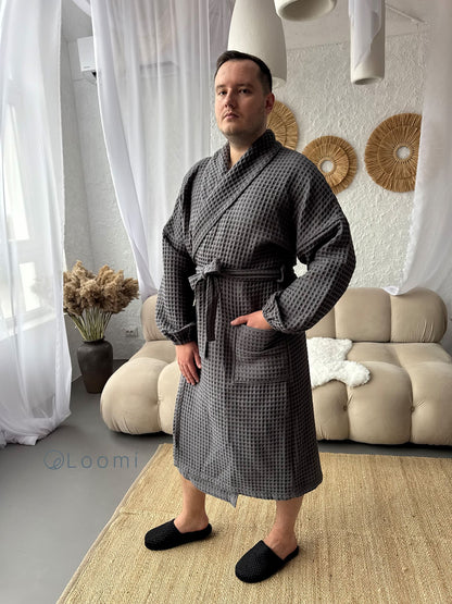 Чоловічий халат з грецької вафельки Greece