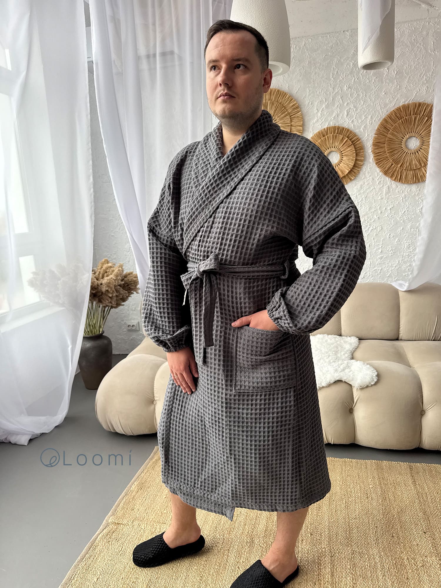 Чоловічий халат з грецької вафельки Greece