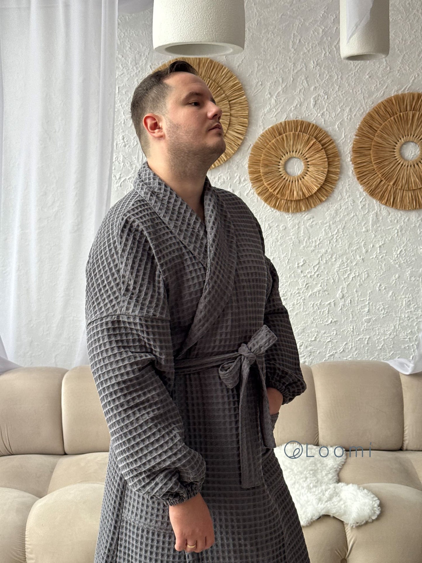 Чоловічий халат з грецької вафельки Greece