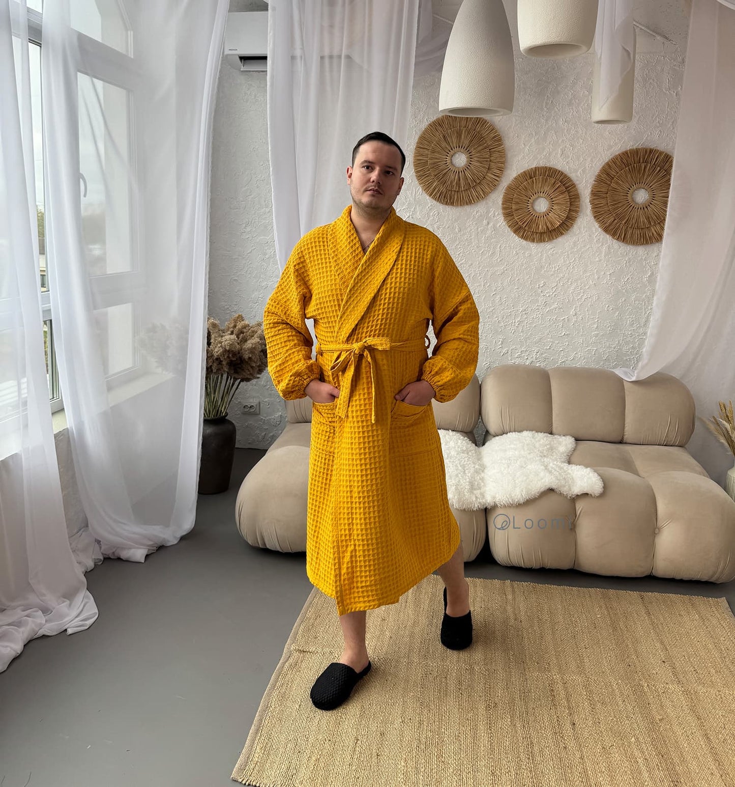 Чоловічий халат з грецької вафельки Greece