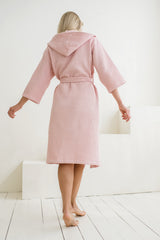 Жіночий халат вафельний з капюшоном