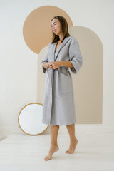 Жіночий халат вафельний з капюшоном