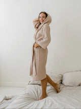 Жіночий халат вафельний з капюшоном