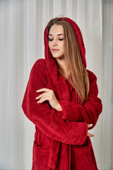 Жіночий халат з велсофту однотонний