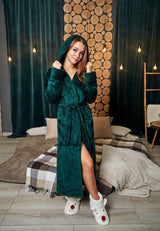 Жіночий халат з велсофту однотонний